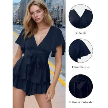 Stylish AIMCOO Floral Print Deep V-Neck Romper