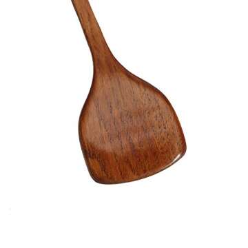 Wooden Spatula, 2Pcs Long Handle Flat Non-Stick Kitchen Cookware for Mixing and Cooking, 15.35”