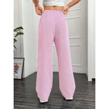 OYOANGLE Women's Straight Wide Leg Trousers Striped Print Letter Patched Detail High Waist Y2K Fashi...