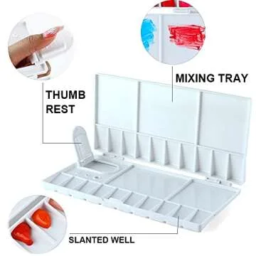 Transon 25wells Compact Paint Palette Box with Lid for Paint Color Mixing
