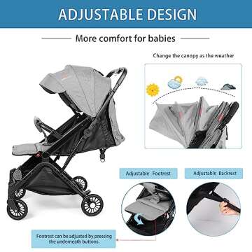 COLOR TREE Lightweight Foldable Travel Stroller for Babies