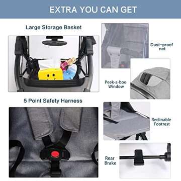 COLOR TREE Lightweight Foldable Travel Stroller for Babies