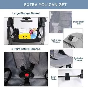 COLOR TREE Lightweight Foldable Travel Stroller for Babies