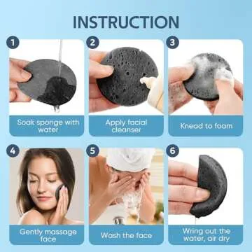 GAINWELL 50-Count Black Compressed Facial Sponges for Daily Facial Cleansing and Exfoliating, 100％ Natural Cosmetic Spa Sponges for Makeup Remover, Reusable