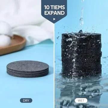 GAINWELL 50-Count Black Compressed Facial Sponges for Daily Facial Cleansing and Exfoliating, 100％ Natural Cosmetic Spa Sponges for Makeup Remover, Reusable