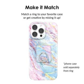 Velvet Caviar Cell Phone Ring Holder - Finger Ring & Stand - Improves Phone Grip Compatible with iPhone, Galaxy and Most Cases (Except Silicone/Leather) - Moonstone Holographic Pink Blue Marble