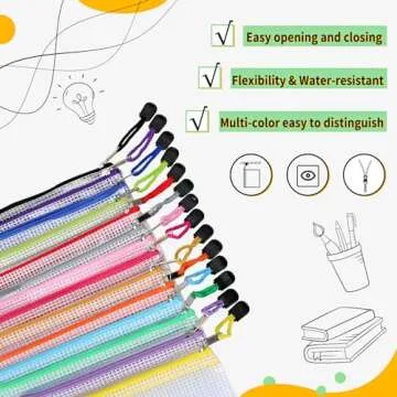 EOOUT 14pcs Zipper Pouches for Organizing, Mesh Zipper Pouch Bags, 8 Sizes 14 Colors Waterproof Mesh Bags with Zipper, for Travel Storage, School Supplies, Office Appliances and Home Organize