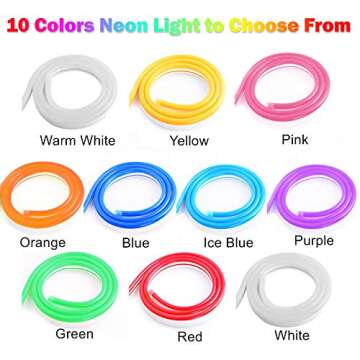 M.best Led Neon Lights,16.4ft Waterproof Silicone Flexible LED Strip Light Neon Rope Lights for Bedroom Kitchen Home Indoor Outdoor Decor (Warm White)