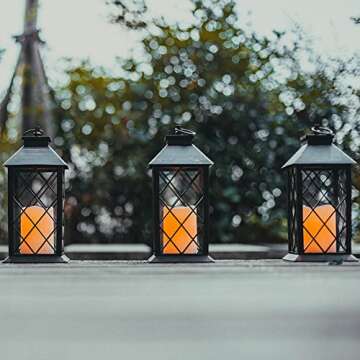 14" Copper Brushed Vintage Style Candle Lantern with 4 Hours Timer (Batteries Included) Hanging Lantern for Indoor&Outdoor Flameless Candles Evermore Light-Single