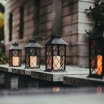 14" Copper Brushed Vintage Candle Lantern - Timed Beauty