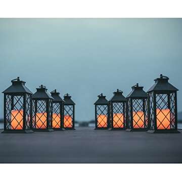 14" Copper Brushed Vintage Style Candle Lantern with 4 Hours Timer (Batteries Included) Hanging Lantern for Indoor&Outdoor Flameless Candles Evermore Light-Single