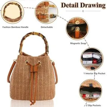 Hirooms Women Beach Bag in Stylish Woven Straw