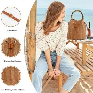 Hirooms Women Beach Bag in Stylish Woven Straw