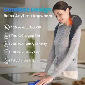 COMFIER Cordless Neck Massager with Heat for Comfort