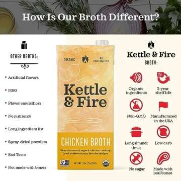 Kettle and Fire Organic Chicken Broth 32oz 4 Pack