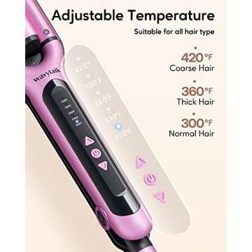 Wavytalk Beach Waves Curling Iron 3 Barrel Deep Hair Waver Hair Crimper Ceramic Curling Wand Beachy Waving Wand Hair Iron Adjustable Heat 300℉ - 420 ℉ Dual Voltage Pink