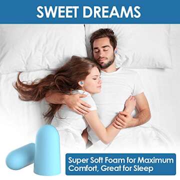 Foam Ear Plugs for Sleeping, 40 Pairs Noise Cancelling Ear Plugs with Aluminum Carry Case, 34db NRR Soft Sleep Earplug for Noise Reduction, Sound Blocking, Traveling, Flying, Working, Studying, Blue