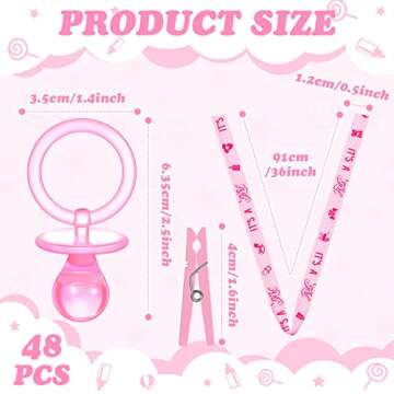 Coume Baby Shower Pacifier Necklaces with Mini Clothespins