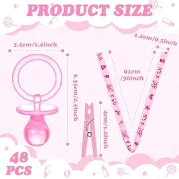 Coume Baby Shower Pacifier Necklaces with Mini Clothespins