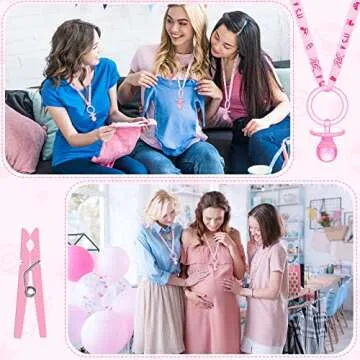 Coume Baby Shower Pacifier Necklaces with Mini Clothespins