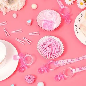 Coume Baby Shower Pacifier Necklaces with Mini Clothespins