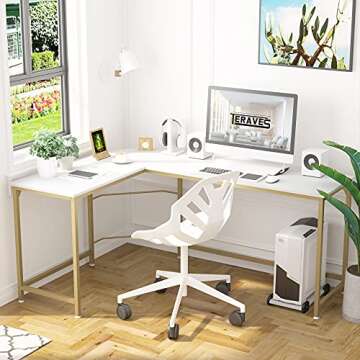 Teraves Reversible L Shaped Desk for Home and Office