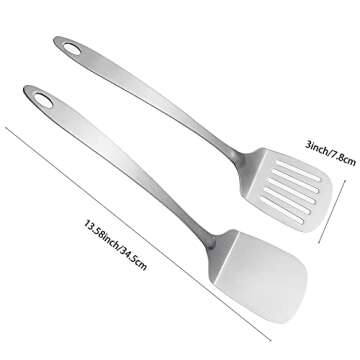 IMEEA Kitchen Spatula Set: Durable Stainless Steel Utensils for All Cooking Needs 13.5-Inch