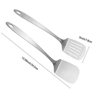 IMEEA Kitchen Spatula Set: Durable Stainless Steel Utensils for All Cooking Needs 13.5-Inch