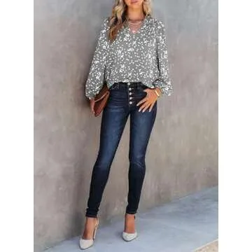 Stylish Dokotoo Floral V-Neck Tunic Top for Women