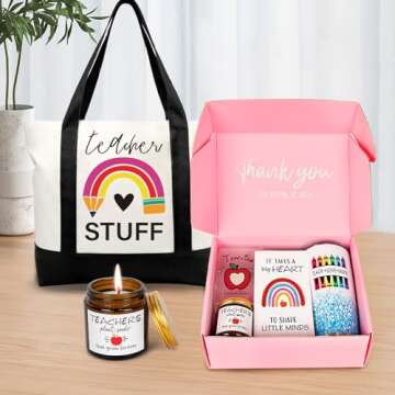 Teacher Appreciation Gifts with 20 OZ Wine Tumbler, Unique Teacher Birthday Gift Set, Thank You Teac...