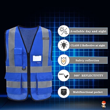 High Visibility Reflective Work Vest with Pockets