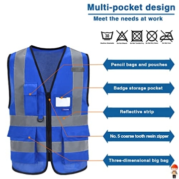 High Visibility Reflective Work Vest with Pockets