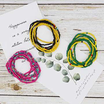 African Waist Beads for Women, Colorful Belly Beads, Bikini Waist Chain, Elastic Waist Bead Bracelet Anklet Jewelry