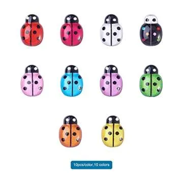 Craftdady 100pcs Resin Ladybug Flatback Cabochon Charm Transparent Cute Ladybird Bead Charms No Hole...