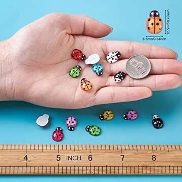 Craftdady 100pcs Resin Ladybug Flatback Cabochon Charm Transparent Cute Ladybird Bead Charms No Hole 12.5x8.5mm for Scrapbooking Jewelry Craft Earring Phone Case Decoration