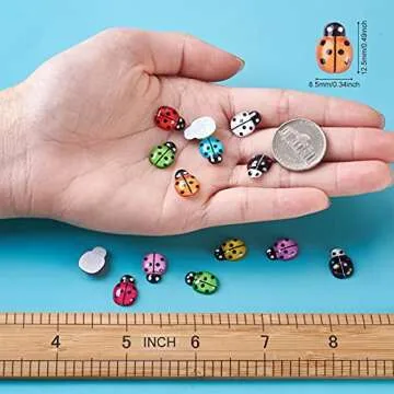 Craftdady 100pcs Resin Ladybug Flatback Cabochon Charm Transparent Cute Ladybird Bead Charms No Hole 12.5x8.5mm for Scrapbooking Jewelry Craft Earring Phone Case Decoration