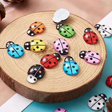 Craftdady 100pcs Resin Ladybug Flatback Cabochon Charm Transparent Cute Ladybird Bead Charms No Hole 12.5x8.5mm for Scrapbooking Jewelry Craft Earring Phone Case Decoration