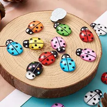 Craftdady 100pcs Resin Ladybug Flatback Cabochon Charm Transparent Cute Ladybird Bead Charms No Hole 12.5x8.5mm for Scrapbooking Jewelry Craft Earring Phone Case Decoration