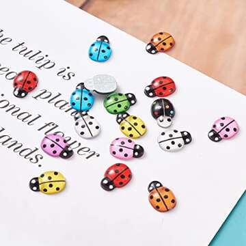 Craftdady 100pcs Resin Ladybug Flatback Cabochon Charm Transparent Cute Ladybird Bead Charms No Hole 12.5x8.5mm for Scrapbooking Jewelry Craft Earring Phone Case Decoration