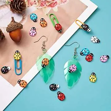 Craftdady 100pcs Resin Ladybug Flatback Cabochon Charm Transparent Cute Ladybird Bead Charms No Hole 12.5x8.5mm for Scrapbooking Jewelry Craft Earring Phone Case Decoration