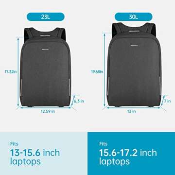 kopack Laptop Backpack,17 inch Smart Laptop Backpack with Hidden Zipper for Men Women,Safety Travel Anti Theft Backpack Business Commute Backpack with USB Port and Rain Cover