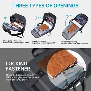 kopack Laptop Backpack,17 inch Smart Laptop Backpack with Hidden Zipper for Men Women,Safety Travel Anti Theft Backpack Business Commute Backpack with USB Port and Rain Cover