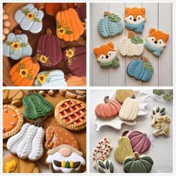 3PCS Thankgiving Pumpkin Cookie Cutters Set, 3.4" 3.3" 2.85" Stainless Steel Metal Molds with Decorating Instructions for Halloween and Fall Thanksgiving Day