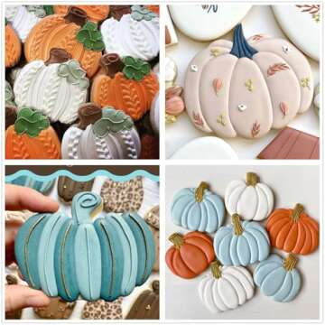 3PCS Thankgiving Pumpkin Cookie Cutters Set, 3.4" 3.3" 2.85" Stainless Steel Metal Molds with Decorating Instructions for Halloween and Fall Thanksgiving Day