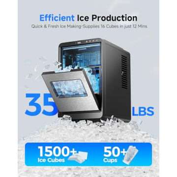 ICEVIVAL Crescent Ice Maker Countertop, 35Lbs/24H, Clear Ice Maker with Self-Cleaning & Timer, 16 Cr...