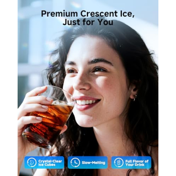 ICEVIVAL Crescent Ice Maker Countertop, 35Lbs/24H, Clear Ice Maker with Self-Cleaning & Timer, 16 Crystal-Clear Ice in 12 Mins, Countertop Ice Makers for Home, Office or Party