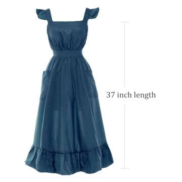 Vibsion Vintage Ruffle Apron for Women Colonial Pioneer Pinafore Apron Cross Back Garden Cooking Aprons with Pockets