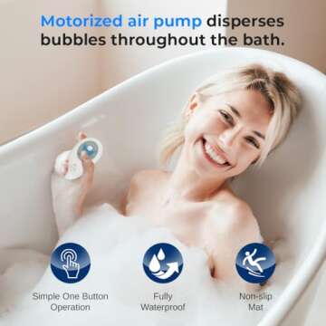 Portable Spa Bubble Bath Massager - Thermal Spa Waterproof Non-Slip Mat with Suction Cup Bottom, Motorized Air Pump & Adjustable Bubble Settings - Remote Control Included - Serenelife AZPHSPAMT22
