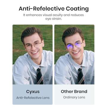 Cyxus Blue Light Glasses for Men Women Round Wire Frame UV Blocking Computer Glasses Clear Lens Metal Ultra Light Eyewear