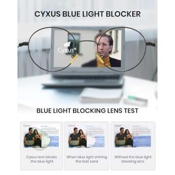 Cyxus Blue Light Glasses for Men Women Round Wire Frame UV Blocking Computer Glasses Clear Lens Metal Ultra Light Eyewear